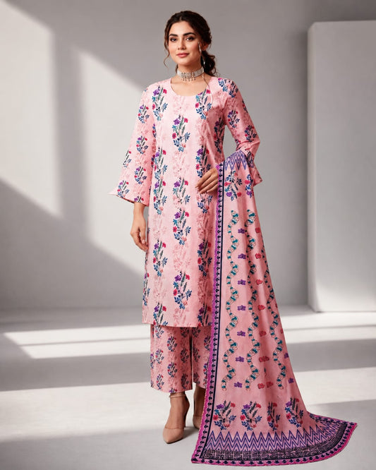 Bloom in Soft Pink with ZARDOZI DARBAR’s 3-Piece Lawn
