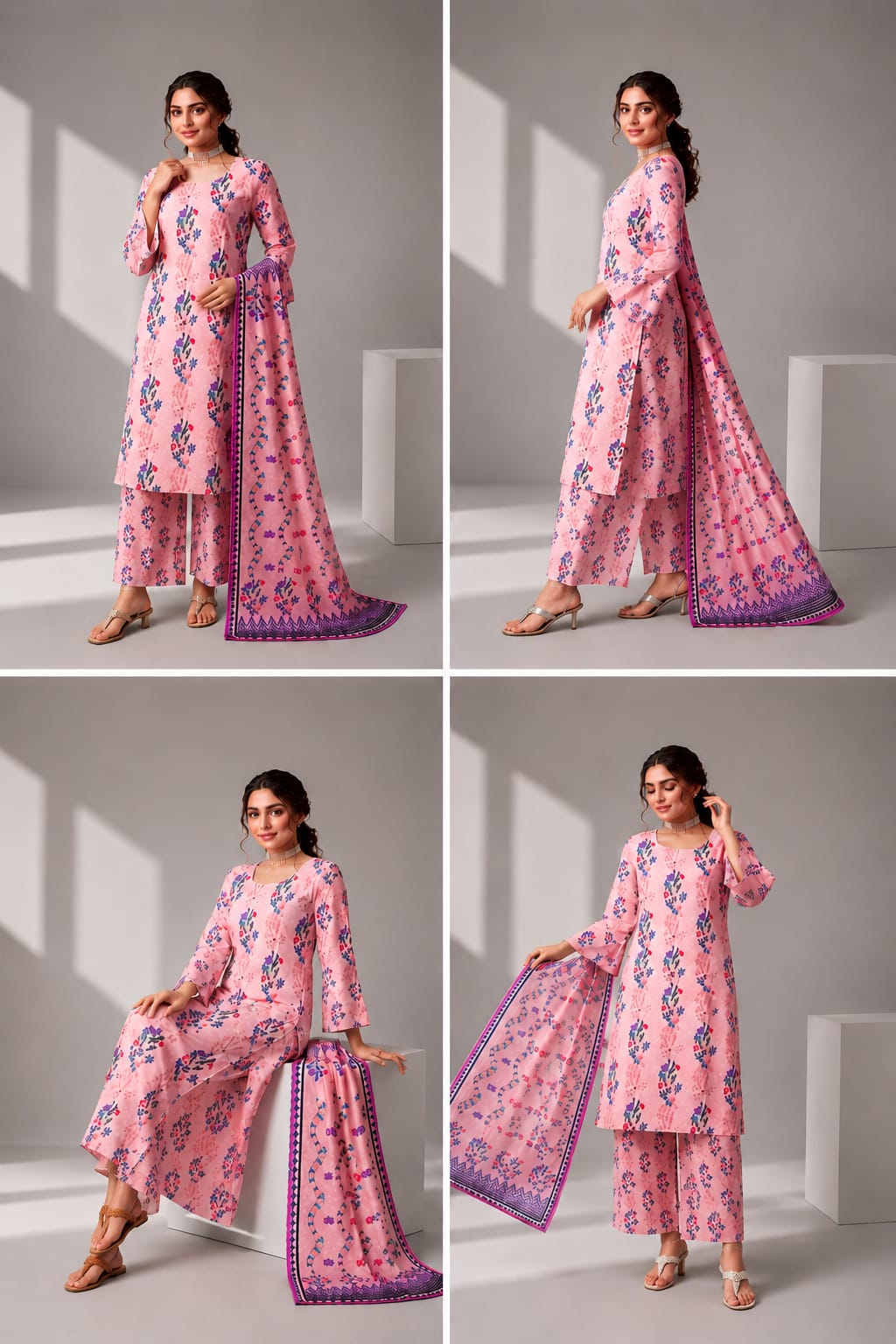 Bloom in Soft Pink with ZARDOZI DARBAR’s 3-Piece Lawn