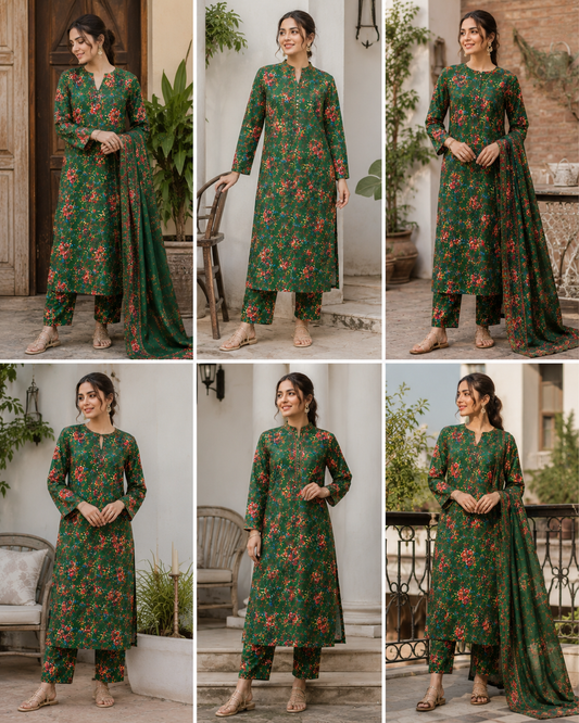 Emerald Green Doria Lawn 2-Piece Unstitched