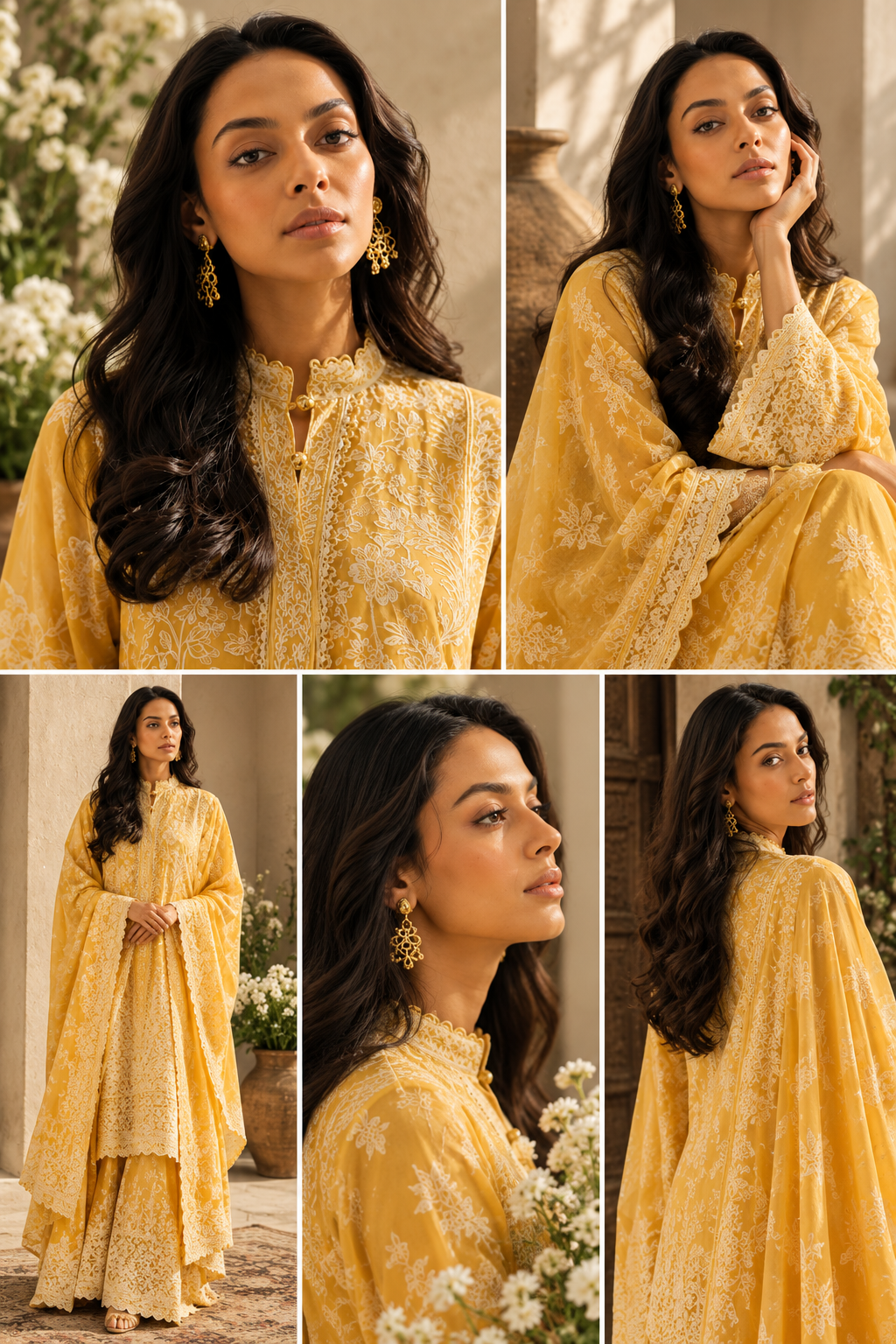 Yellow Chikankari Embroidered 3-Piece Suit – Stitched