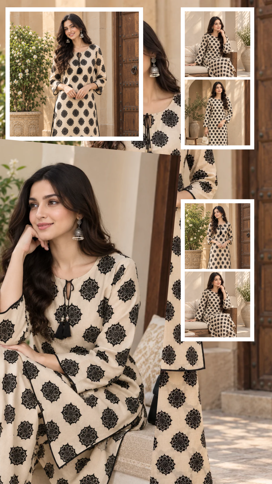 Printed 2 Piece Unstitched Suit .Mandala Block Print Shirt + Trouser