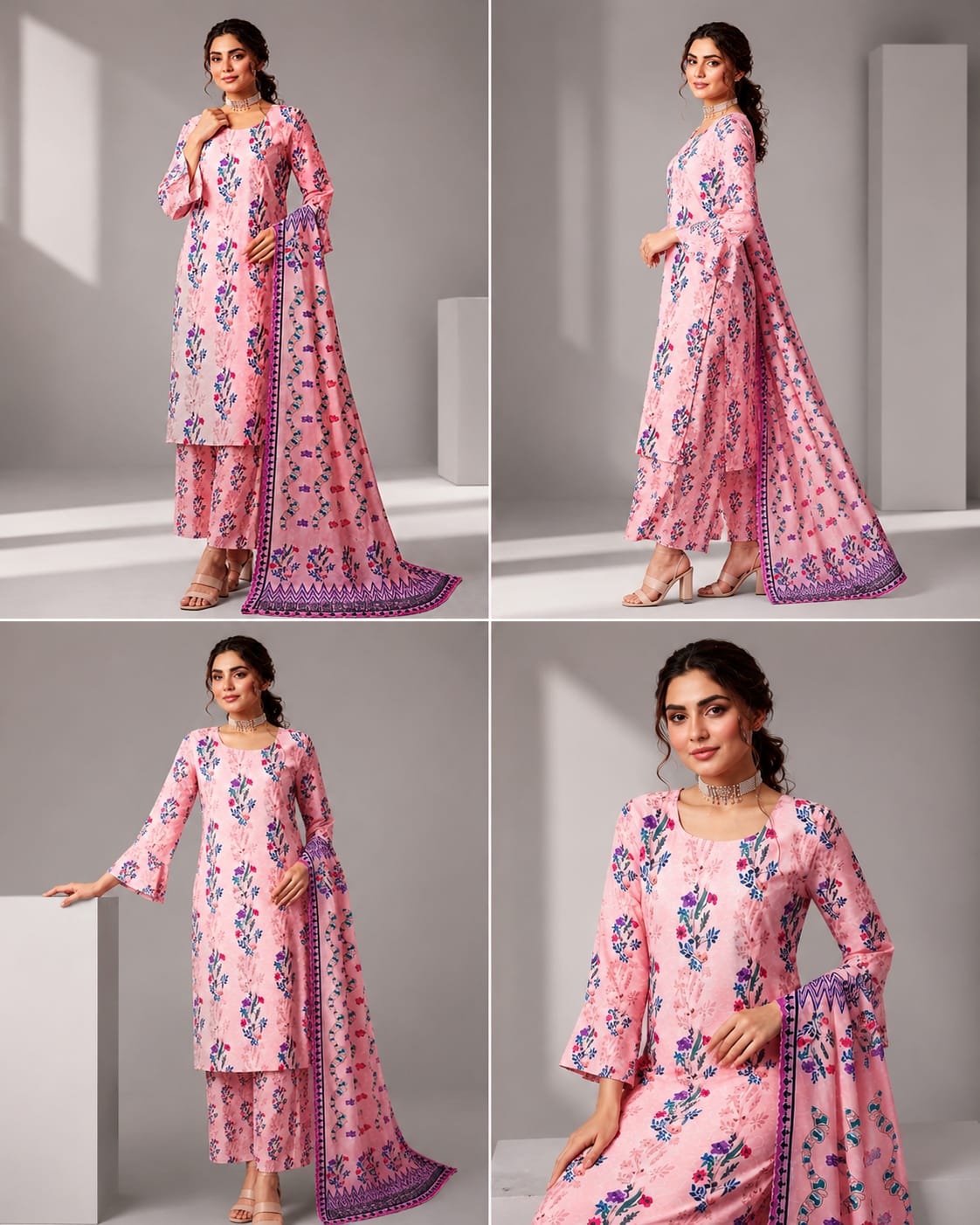 Bloom in Soft Pink with ZARDOZI DARBAR’s 3-Piece Lawn