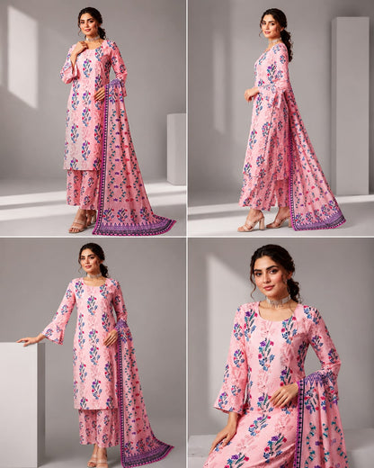 Bloom in Soft Pink with ZARDOZI DARBAR’s 3-Piece Lawn