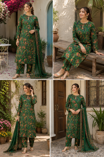 Emerald Green ‎Doria Lawn ‎2-Piece Unstitched