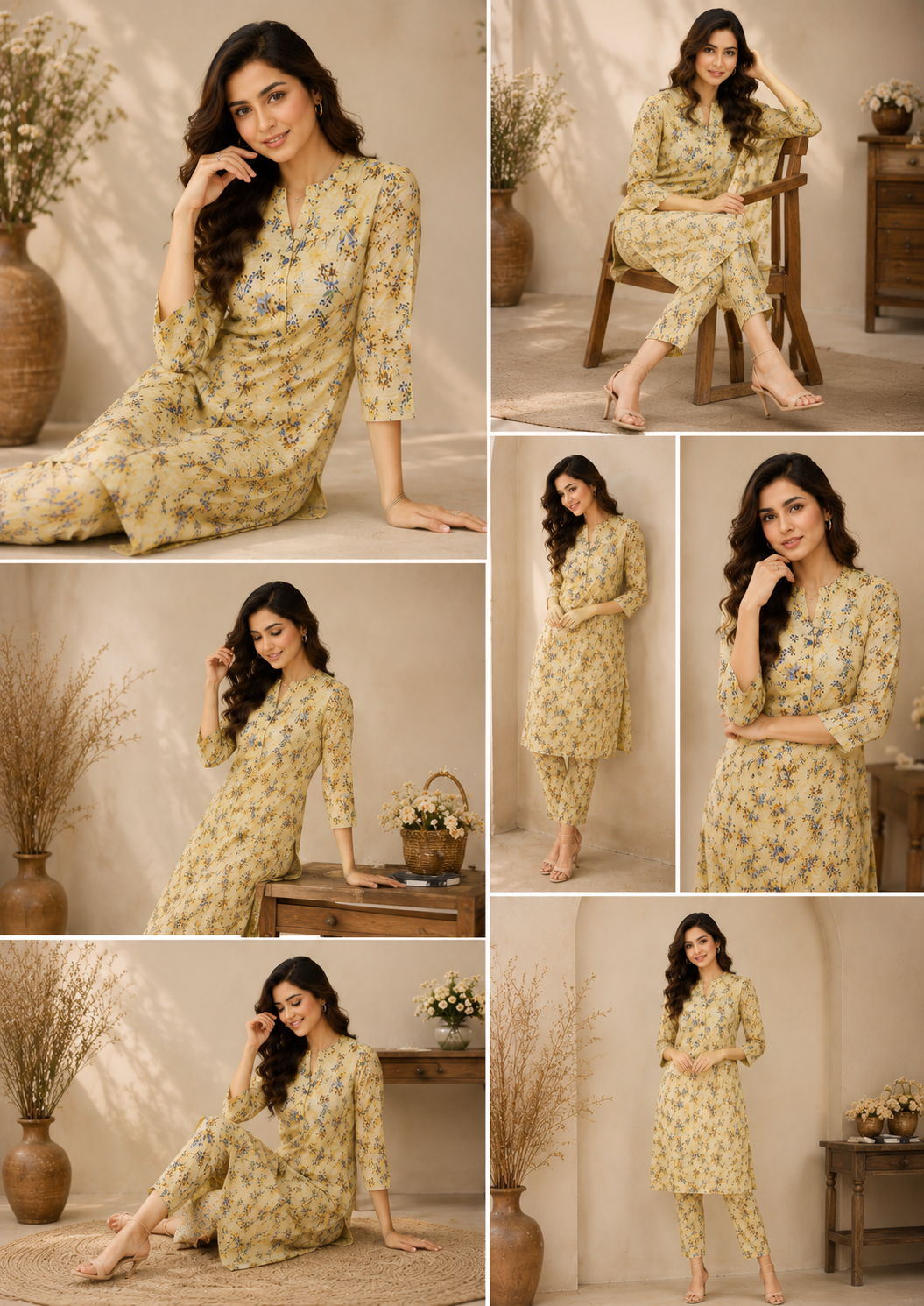 Yellow Floral Print Unstitched Lawn Suit – 3 Piece