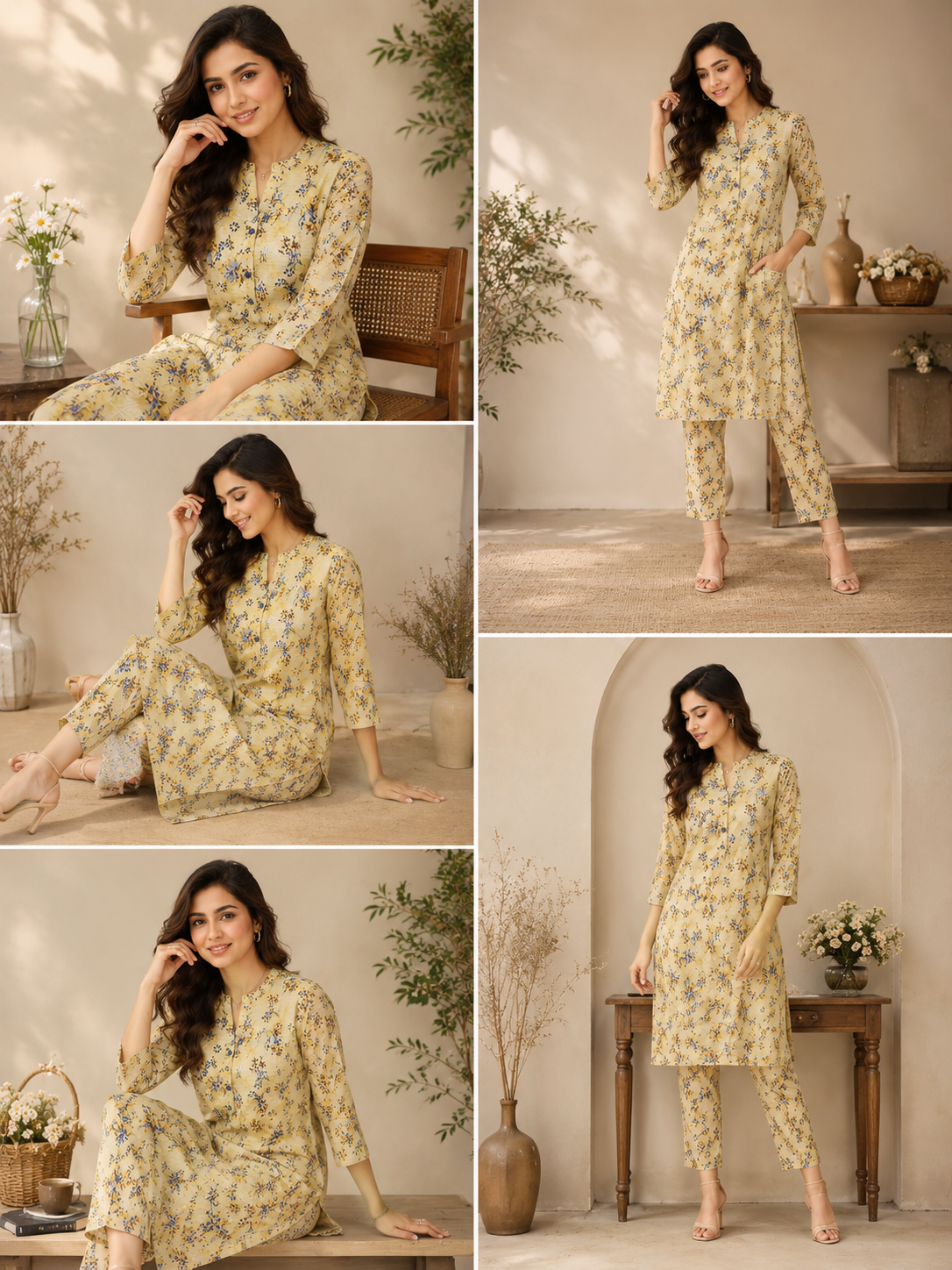 Yellow Floral Print Unstitched Lawn Suit – 3 Piece