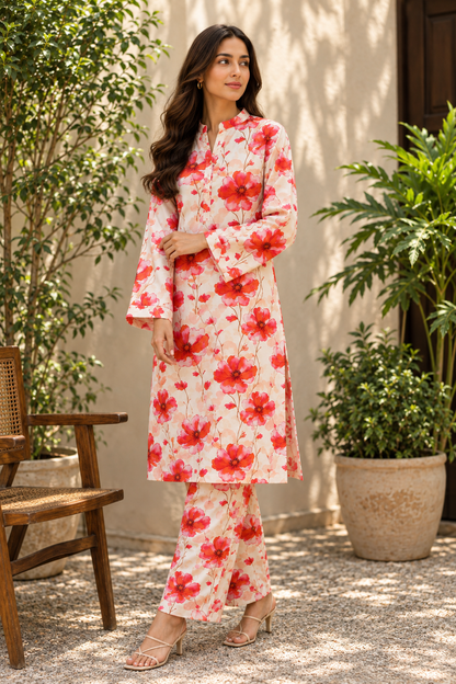 Blossom Pink Unstitched Lawn 3-Piece Suit