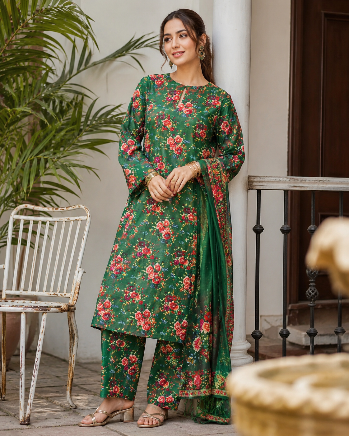 Emerald Green ‎Doria Lawn ‎2-Piece Unstitched