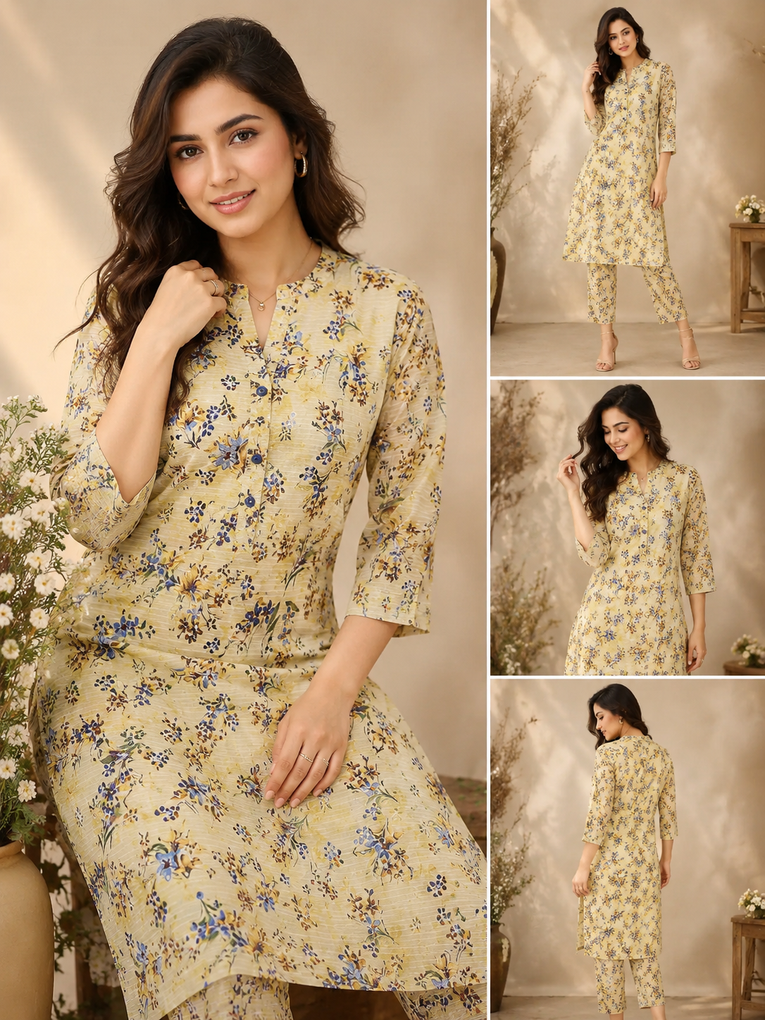 Yellow Floral Print Unstitched Lawn Suit – 3 Piece
