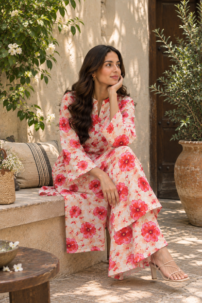 Blossom Pink Unstitched Lawn 3-Piece Suit