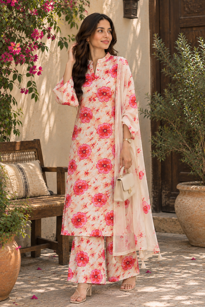 Blossom Pink Unstitched Lawn 3-Piece Suit